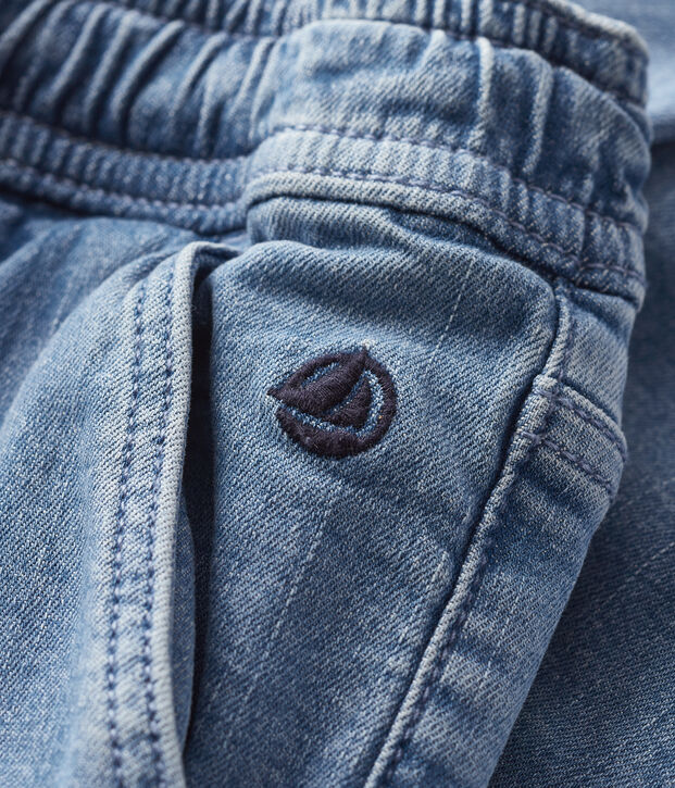 Pantalone regular bambino in denim chiaro blu