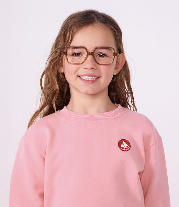 Felpa in cotone tinta unita bambina rosa