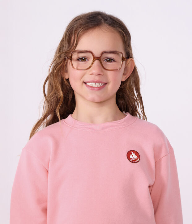 Felpa in cotone tinta unita bambina rosa