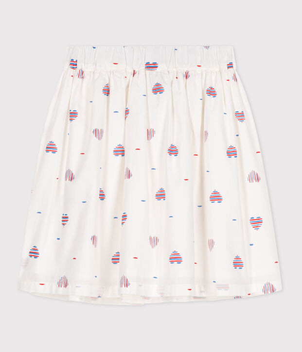 Gonna in cotone a cuori bambina ecru/multicolore