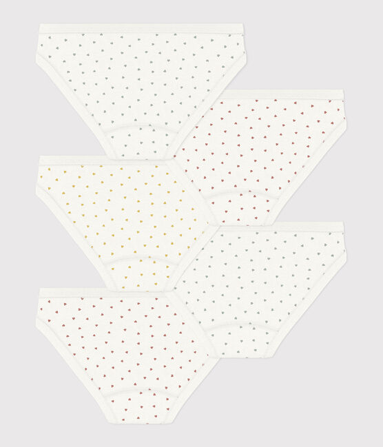 Set di 5 slip bambina in cotone a cuoricini variante 1