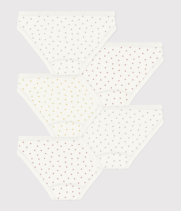 Set di 5 slip bambina in cotone a cuoricini multicolore