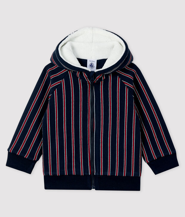 Felpa con cappuccio beb&egrave; maschietto blu/multicolore