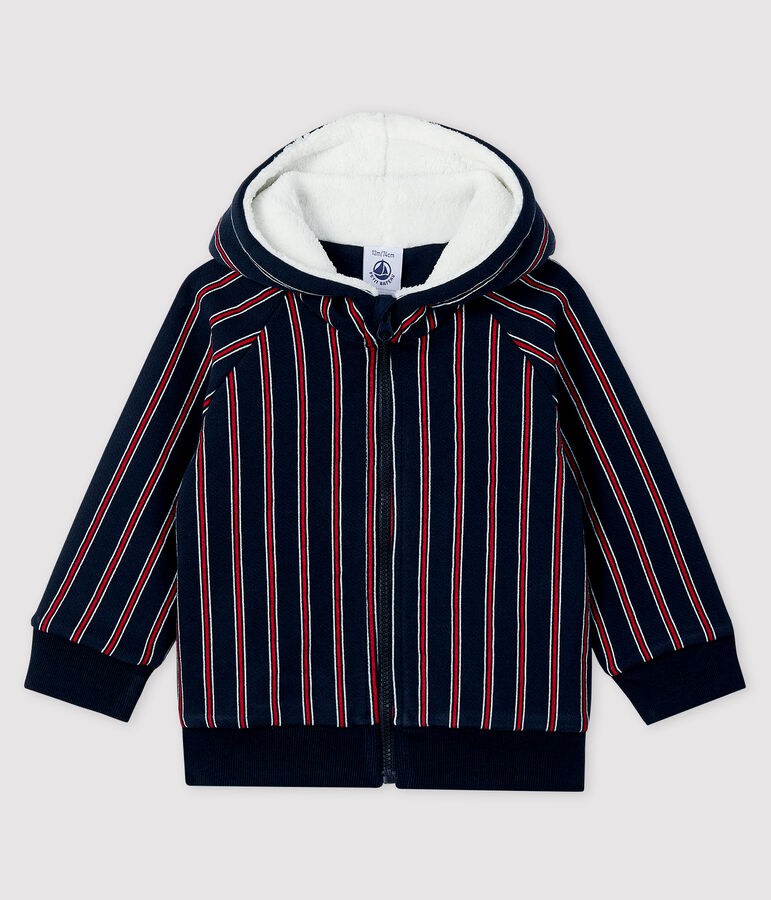 Felpa con cappuccio beb&egrave; maschietto blu/multicolore