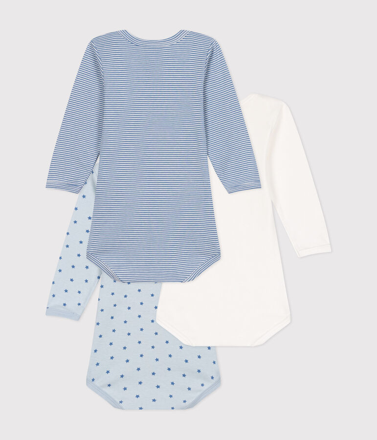 Set di 3 body a maniche lunghe in cotone a cuoricini neonato multicolore