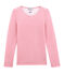 tee-shirt donna maniche lunghe in lana e cotone rosa CHEEK/bianco MARSHMALLOW