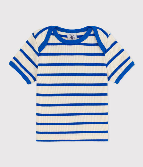 T-shirt a manica corta bebè in maglia a costine a righe  blu AVALANCHE/bianco PERSE