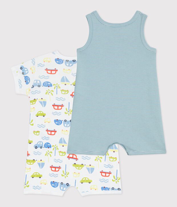 Set di tutine corte in cotone stampato neonato multicolore
