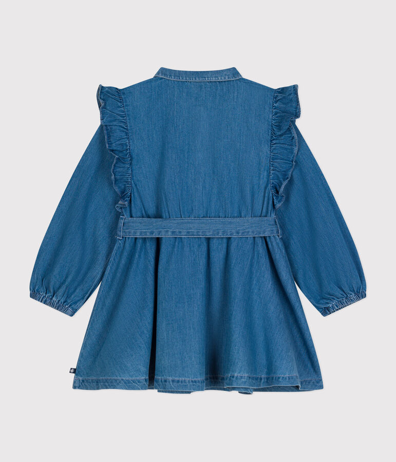 Abito a maniche lunghe in denim leggero bambina blu DENIM CLAIR