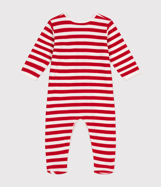 Pigiama di Natale in velluto neonato rosso AURORA/ MARSHMALLOW