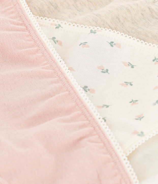 Confezione da 3 bambina slip in cotone ed elastam a fiori multicolore
