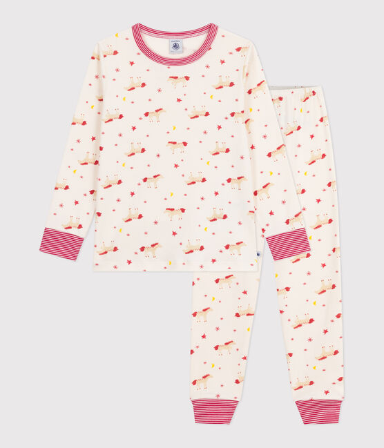Pigiama in cotone con cavalli stampati bambino MILK/ MULTICO