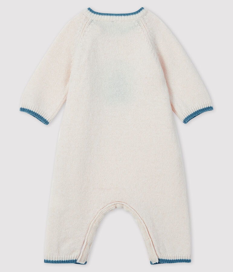 Tutina lunga da neonato jacquard in maglia tricot bianco
