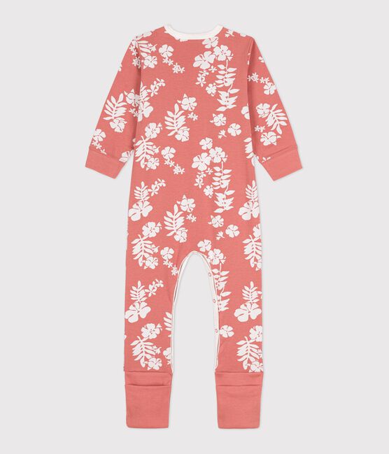 Tutina pigiama stampa hawaiana con piedi staccabili bebè in cotone rosa PAPAYE/ MARSHMALLOW