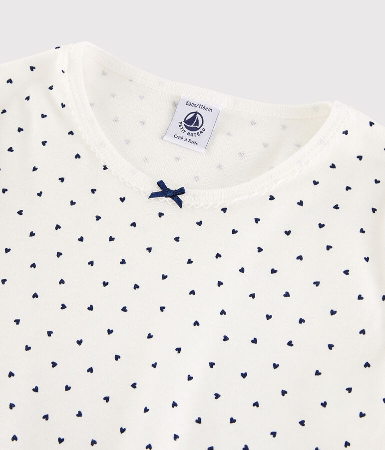 Pigiama cuoricini bambina in cotone bianco/blu
