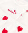 Completo 3 pezzi bebè in cotone a cuori bianco MARSHMALLOW/rosso TERKUIT