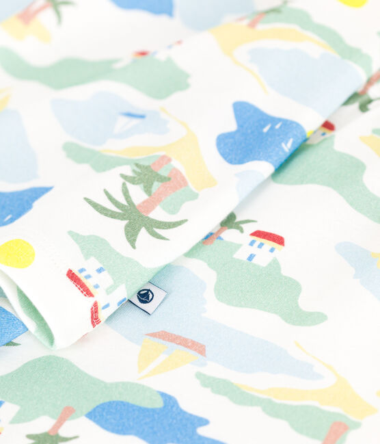Pigiama in cotone fantasia bambino bianco MARSHMALLOW/bianco MULTICO