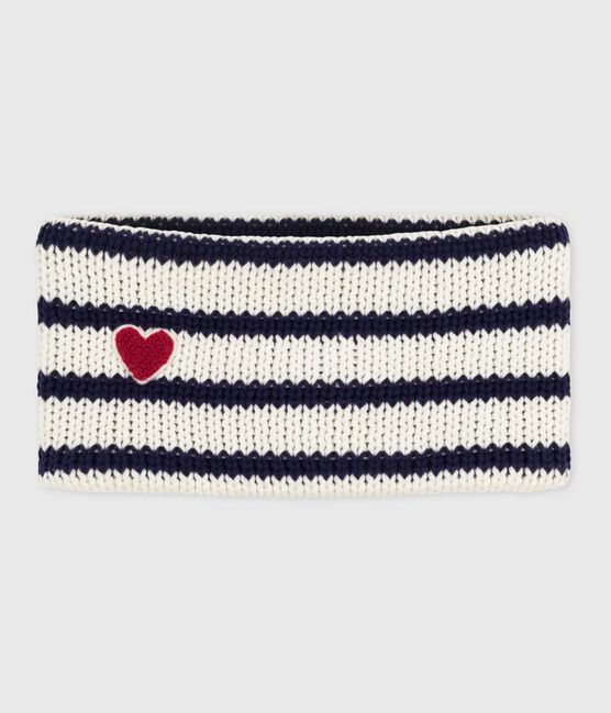 Snood in maglia a righe foderata in pile neonato blu MARSHMALLOW/ SOIR