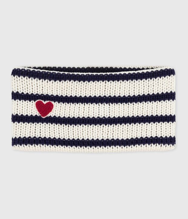Snood in maglia a righe foderata in pile neonato blu/blu