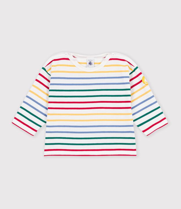 Marini&egrave;re in cotone neonato bianco/multicolore