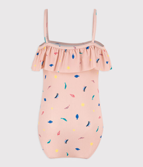Costume da bagno intero con stampa bambina rosa SALINE/bianco MULTICO