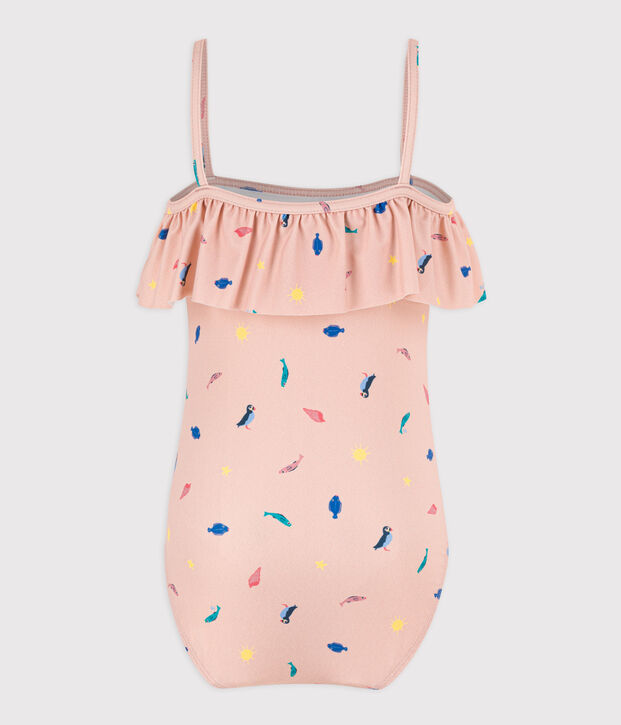 Costume da bagno intero con stampa bambina rosa/multicolore