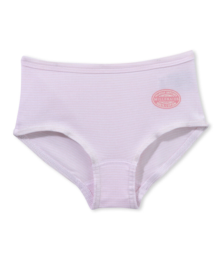 Shorty bambina a millerighe rosa/bianco