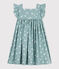 Abito lungo senza maniche in cotone a fiori bambina blu PAUL/bianco MARSHMALLOW