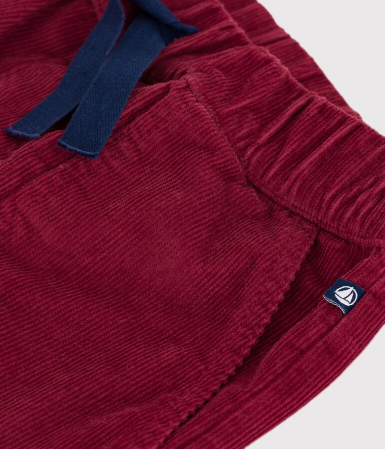 Pantaloni dritti in velluto tinta unita bambino rosso