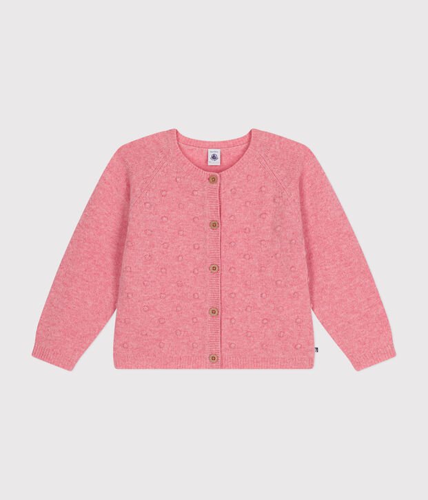 Cardigan in maglia con lana bambina rosa