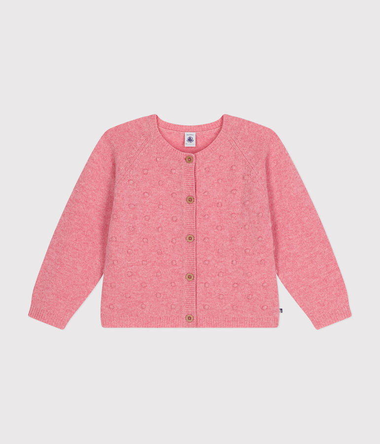 Cardigan in maglia con lana bambina rosa ROSELINE CHINE