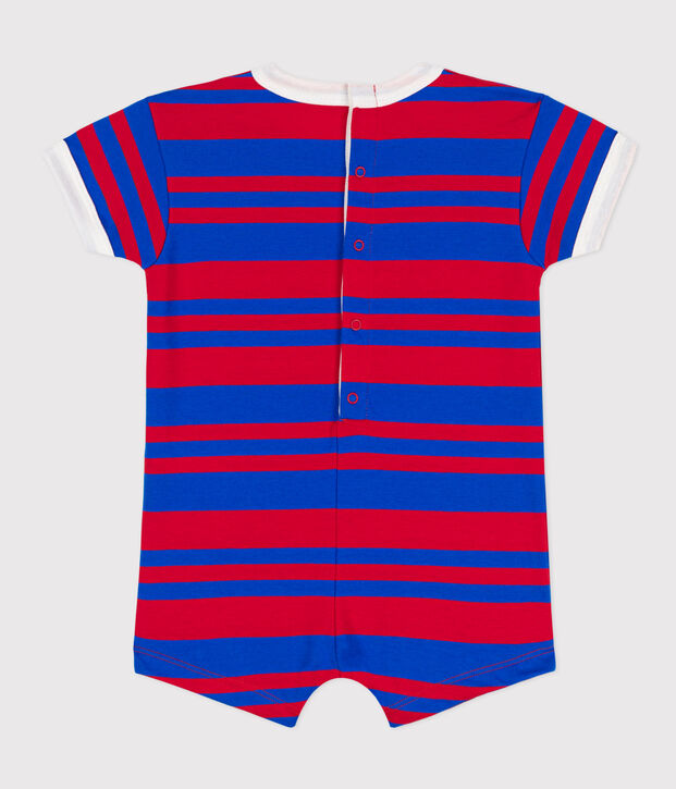 Tutina corta beb&egrave; in jersey a righe blu/rosso