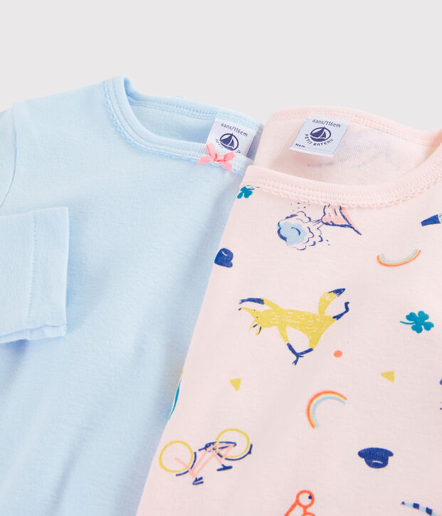 Confezione da 2 t-shirt a manica lunga animali yoga bambina multicolore