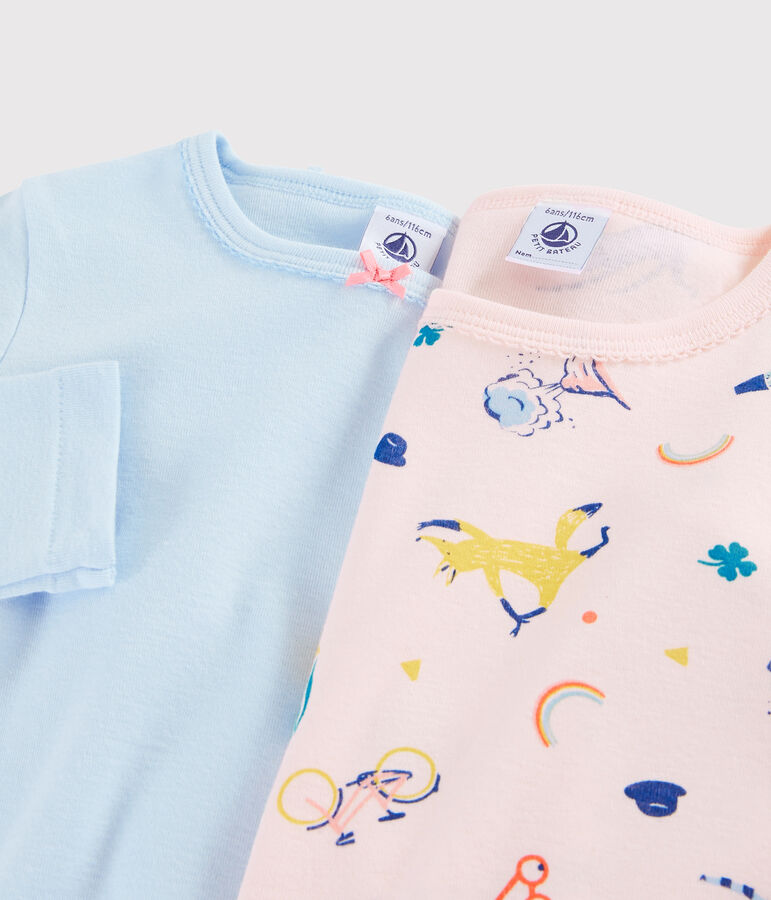 Confezione da 2 t-shirt a manica lunga animali yoga bambina multicolore