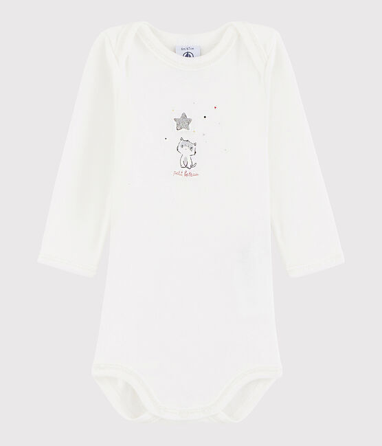 Body manica lunga bebè maschietto bianco MARSHMALLOW