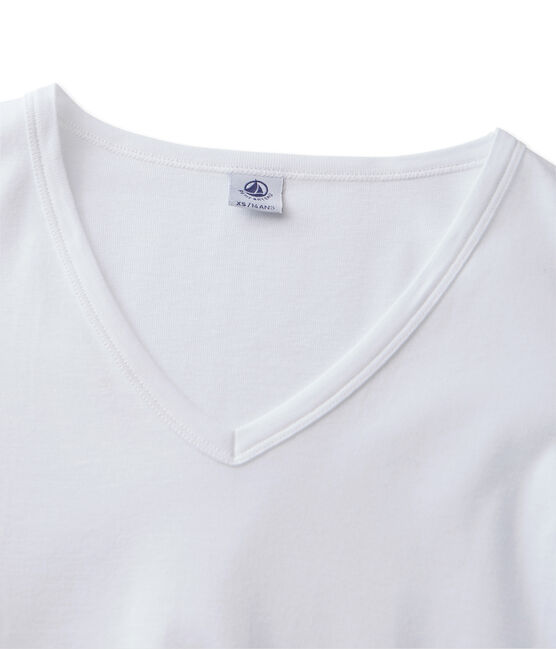 T-shirt donna a maniche lunghe con scollo a V bianco ECUME
