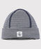 Cuffietta nascita anti-onde elettromagnetiche in jersey double face blu SMOKING/bianco ECUME