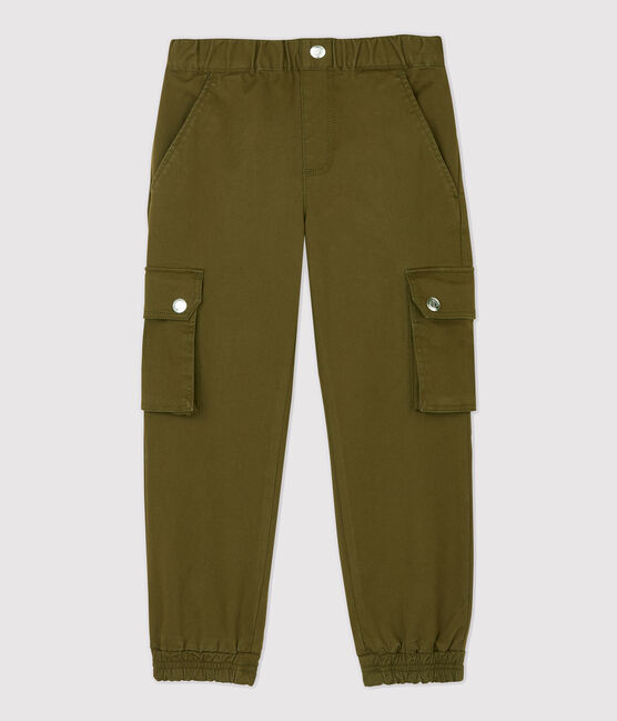 Pantaloni cargo in gabardine di cotone bambino verde MILITARY
