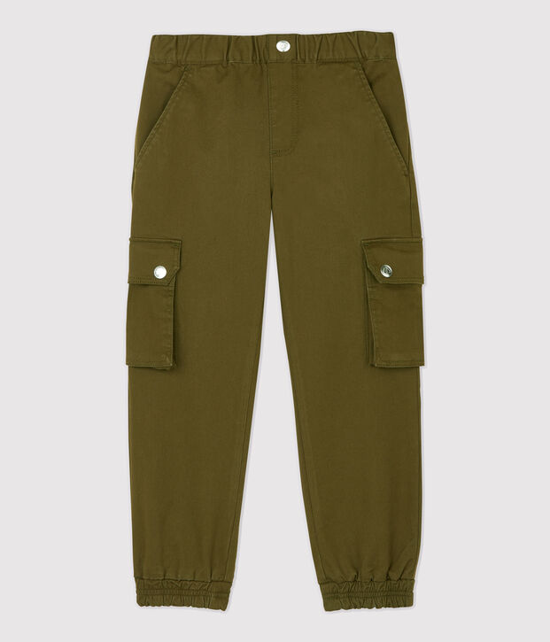 Pantaloni cargo in gabardine di cotone bambino verde