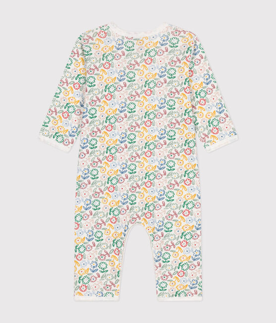 Pigiama bebè senza piedini in cotone stampato neonato bianco MARSHMALLOW/bianco MULTICO