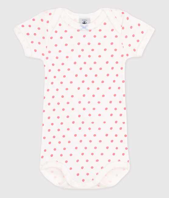 Body manica corta bebè bianco MARSHMALLOW/rosa GRETEL