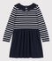 Abito maniche lunghe bambina in bi-materiale blu SMOKING/ ARGENT