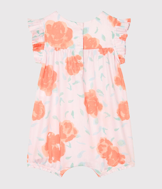 Tutina corta bebè femmina in raso fantasia rosa VIENNE/bianco MULTICO