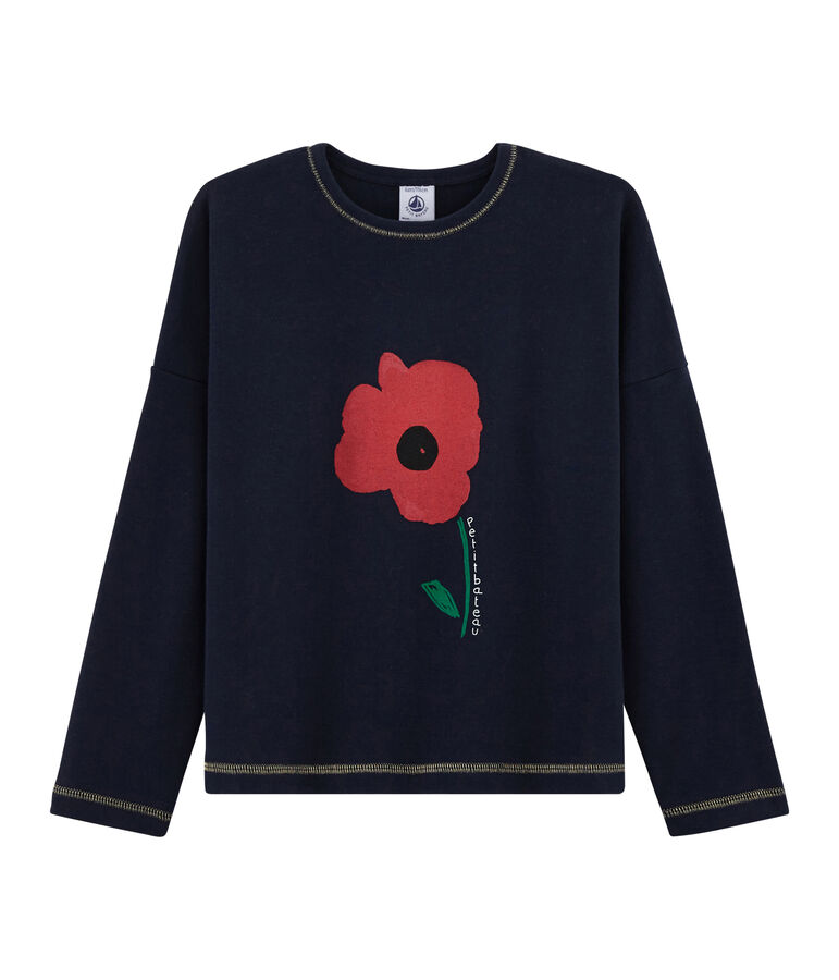 T-shirt serigrafata bambina blu