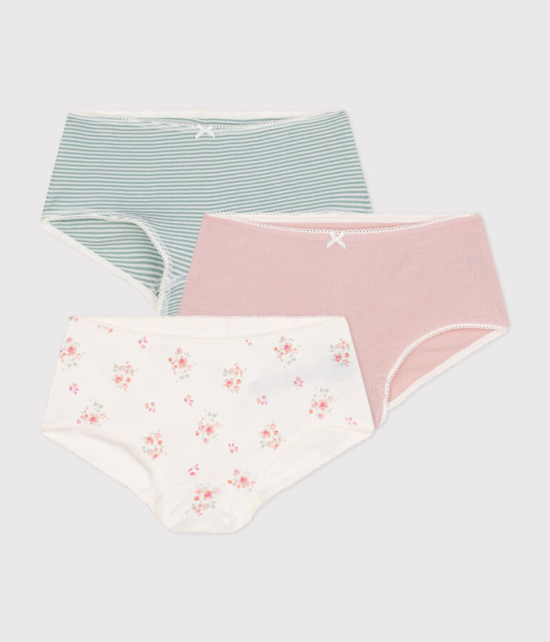 Set di 3 shorty in cotone a fiori bambino variante 1