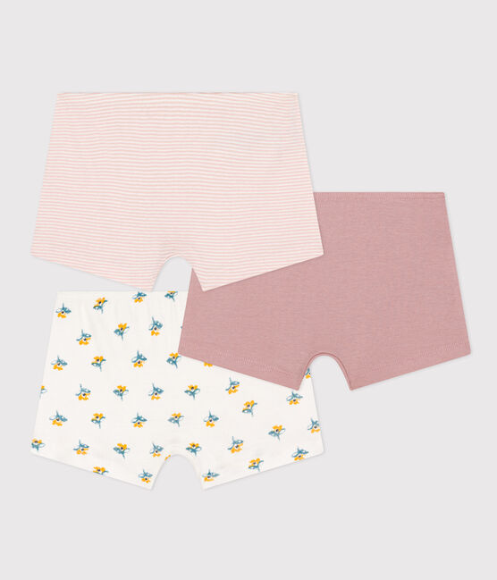 Confezione da 3 shorty bambina in cotone motivo fiore variante 1