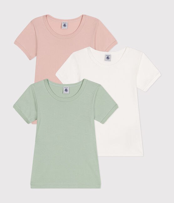 Set di 3 T-shirt a maniche corte in cotone tinta unita bambino variante 1