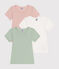 Set di 3 T-shirt a maniche corte in cotone tinta unita bambino variante 1