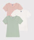 Set di 3 T-shirt a maniche corte in cotone tinta unita bambino