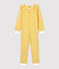 Pigiama intero bambina a fiori in spugna bouclette grattata giallo OCRE/bianco MARSHMALLOW